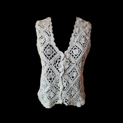 VINTAGE | Allison Brittney Macrame Vest | Size L