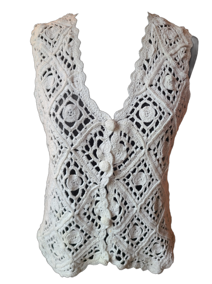 VINTAGE | Allison Brittney Macrame Vest | Size L