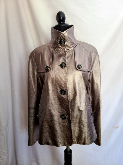 Jones New York Metallic Leather Jacket | Size L