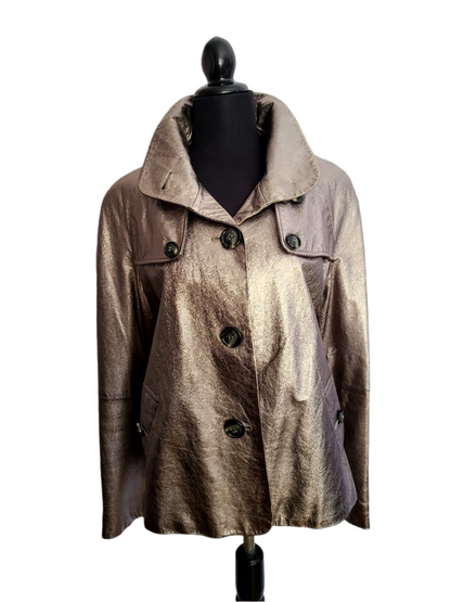 Jones New York Metallic Leather Jacket | Size L
