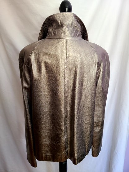 Jones New York Metallic Leather Jacket | Size L