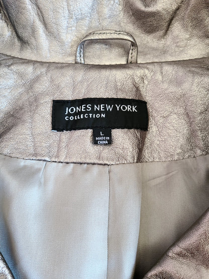 Jones New York Metallic Leather Jacket | Size L