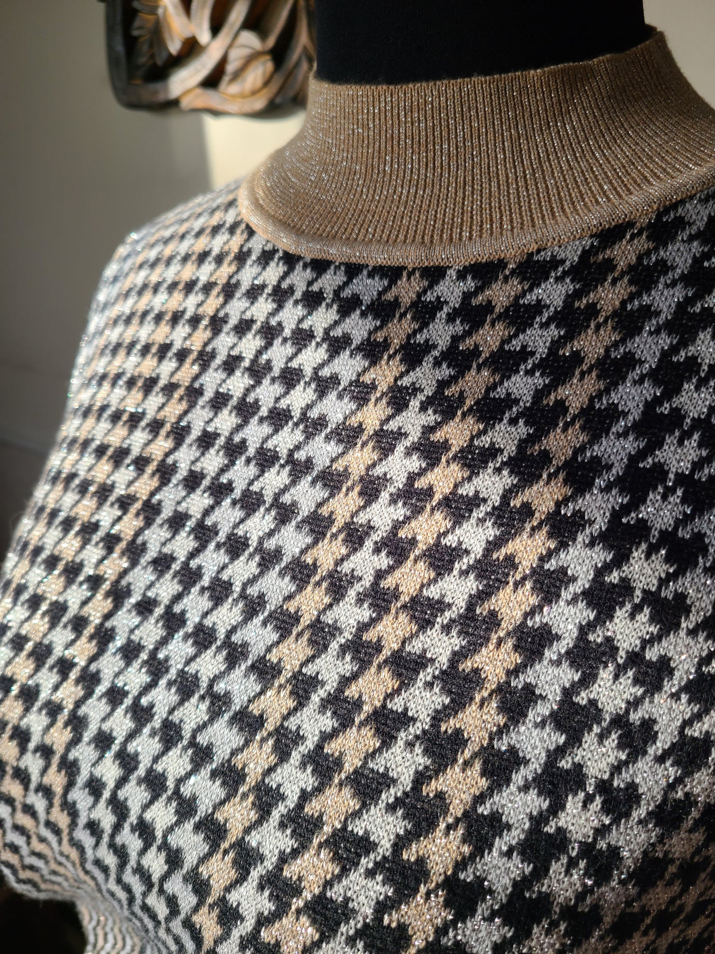 Ann Taylor Metallic Houndstooth Sweater | Size Medium