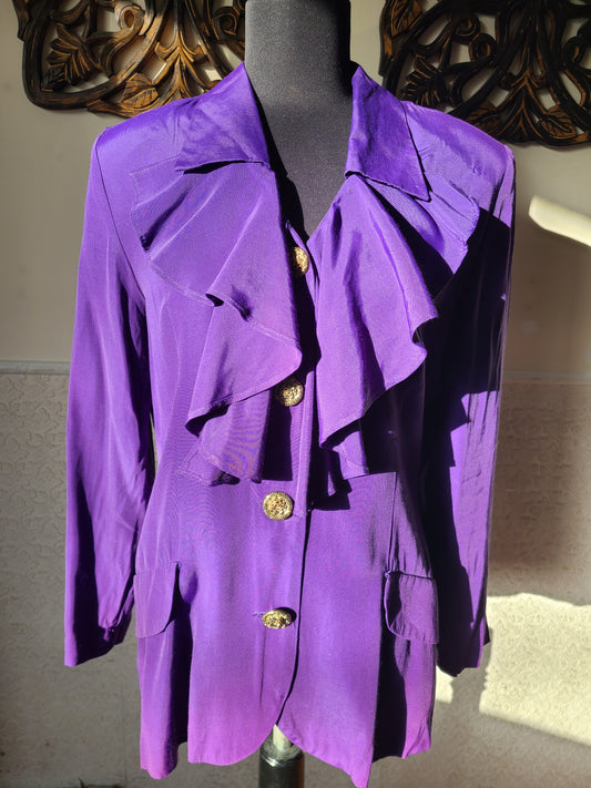 Vintage 80s Purple Rain Blouse | Size Medium