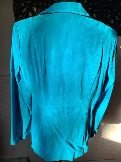 Liz Clairborne Brand Sky Blue Suede Jacket | Size Large