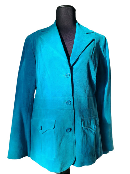 Liz Clairborne Brand Sky Blue Suede Jacket | Size Large