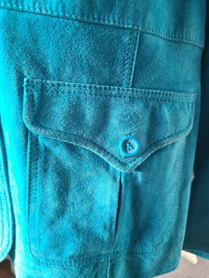 Liz Clairborne Brand Sky Blue Suede Jacket | Size Large