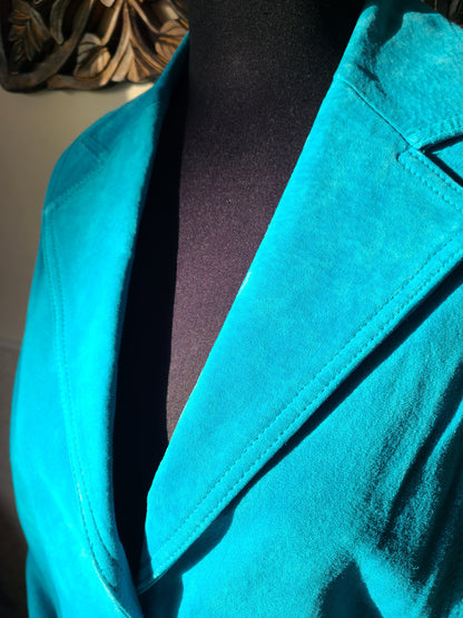 Liz Clairborne Brand Sky Blue Suede Jacket | Size Large