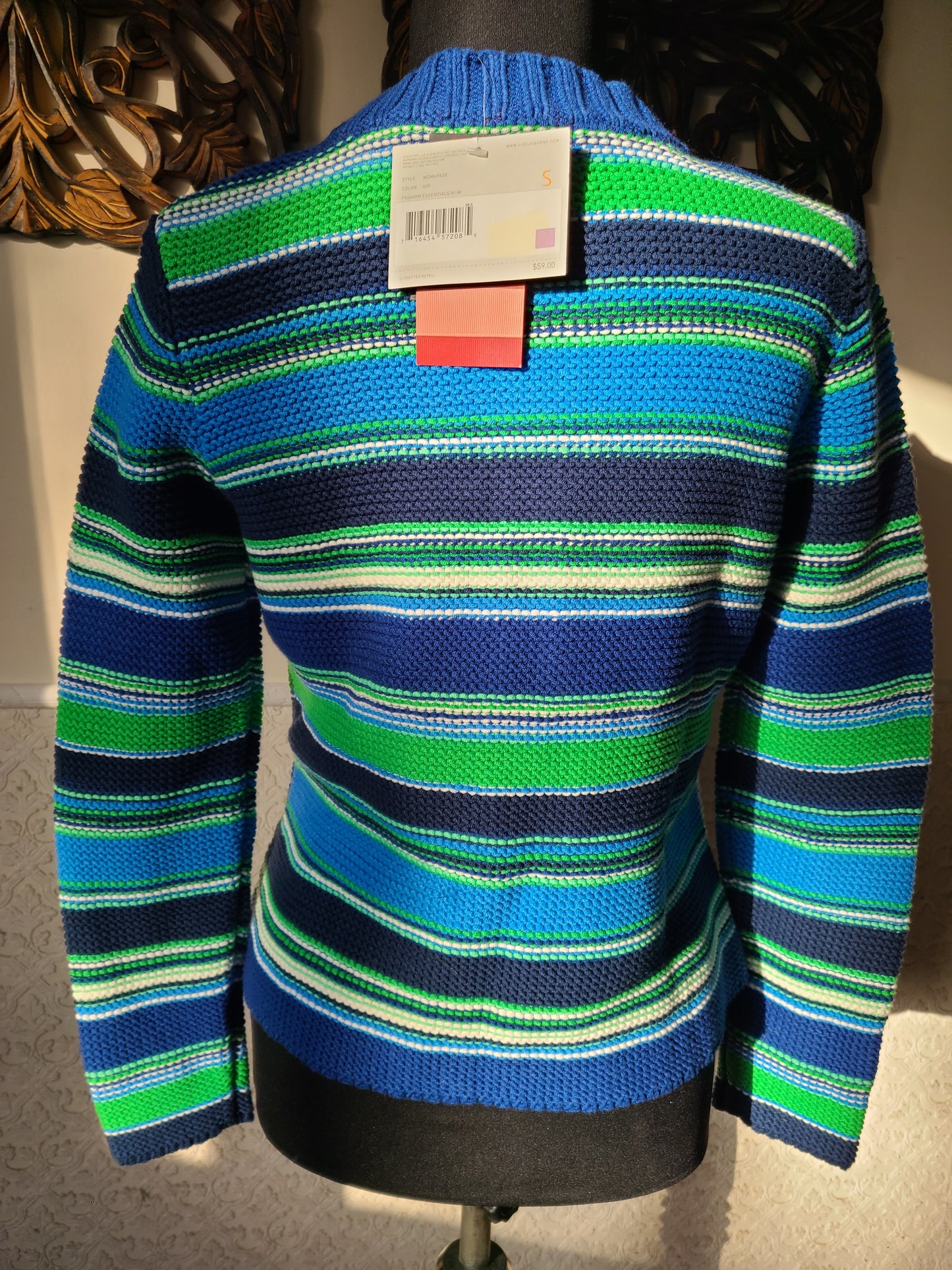 NWT Liz Clairborne Striped Cotton Sweater | Size Small