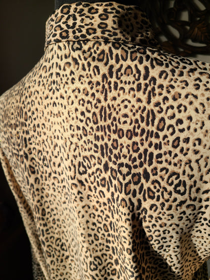 Monterey Club Brand Leopard Sparkle Print Moisture Wicking Sport Shirt | Size M