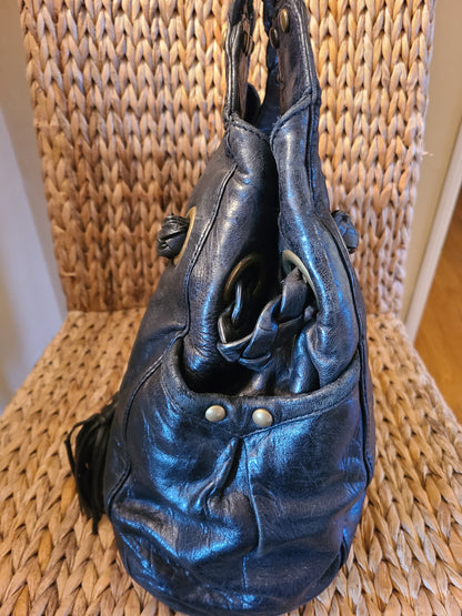 Vintage Kooba Black Leather Boho Shoulder Bag