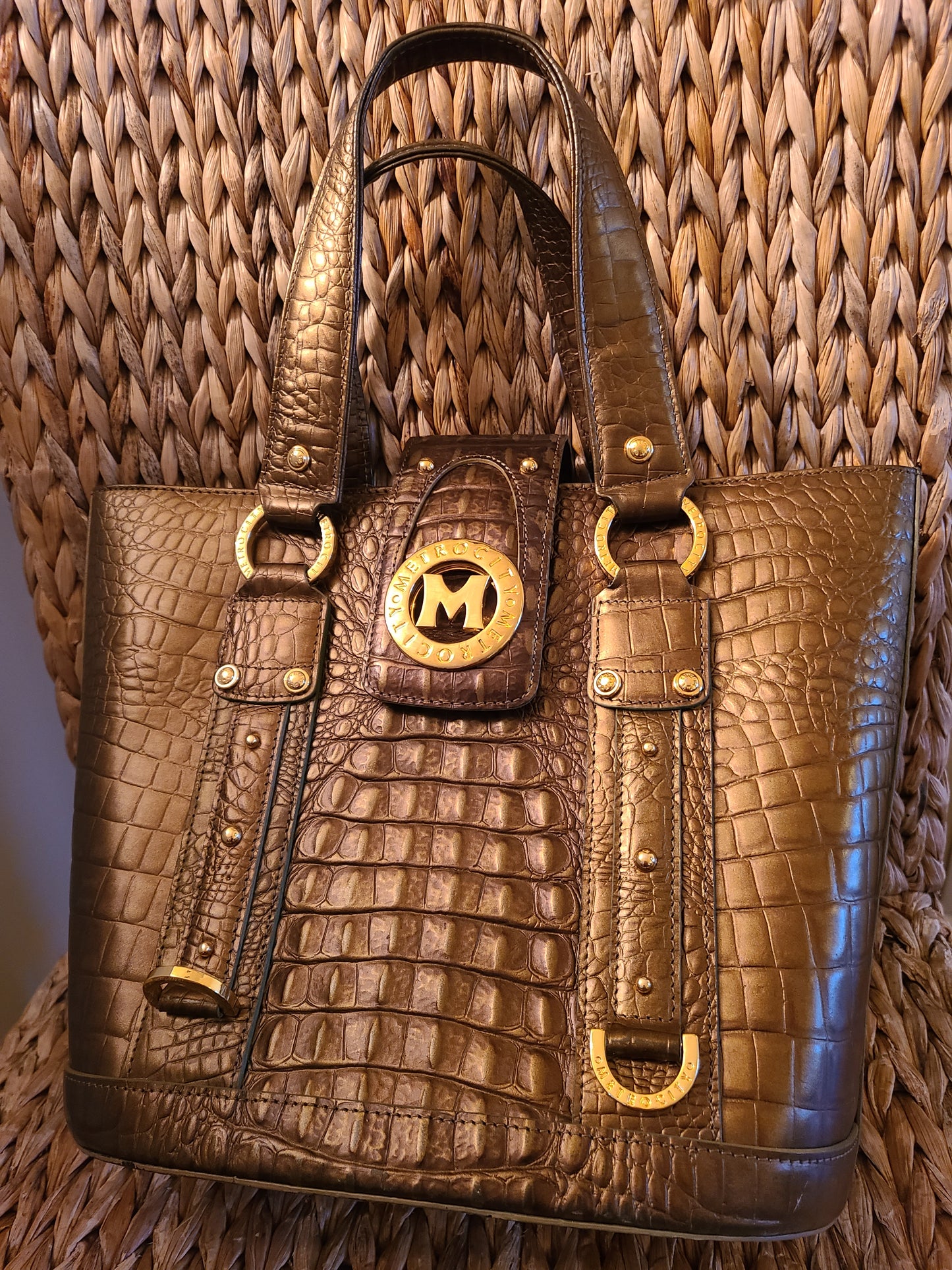 Metrocity Bronze Leather Handbag