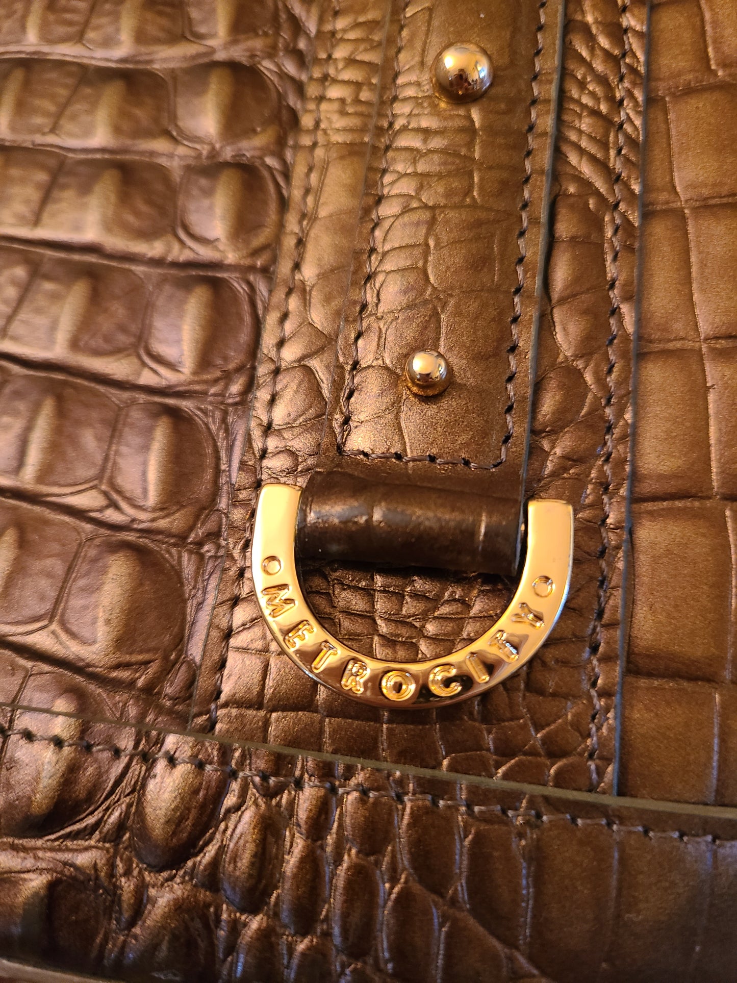 Metrocity Bronze Leather Handbag