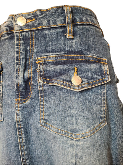 Vintage ACCESS 3998 A-Line Denim Midi Skirt  - Size 8