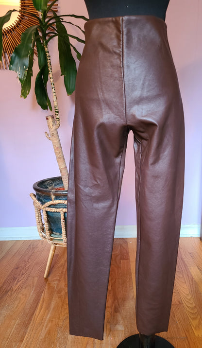 Windsor Faux Leather Brown Straight Leg Pants - Size M