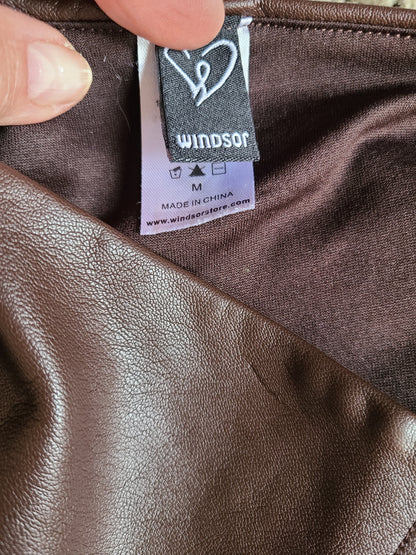 Windsor Faux Leather Brown Straight Leg Pants - Size M