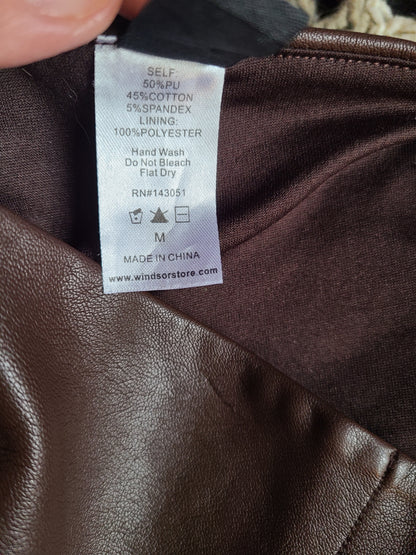 Windsor Faux Leather Brown Straight Leg Pants - Size M
