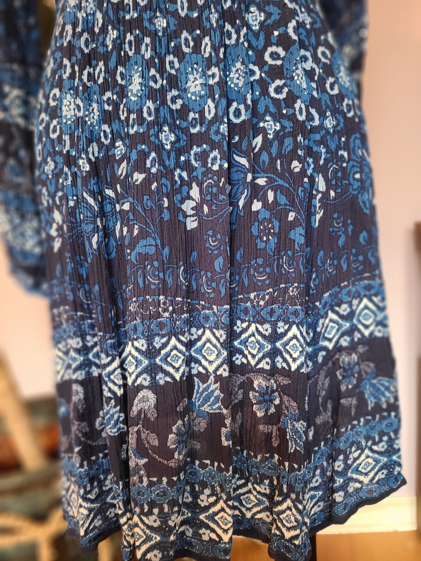 Lapogee Cotton Batik Scoop Neck Dress | Size M
