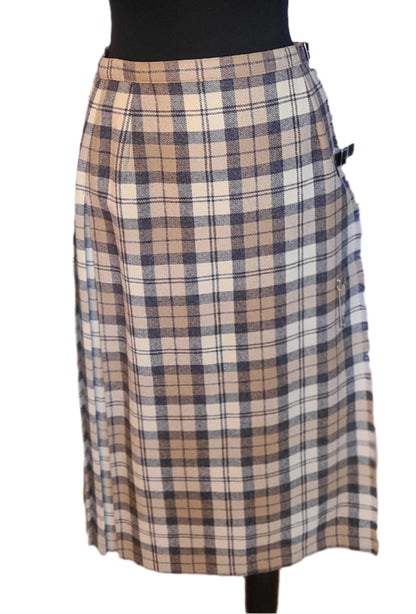 Vintage Browns of Bermuda Wool Plaid Wrap Midi Skirt - Size Small