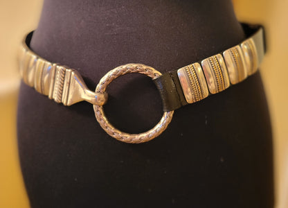 Chico's Hook & Ring Black Leather Belt - Size S/M