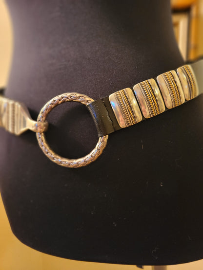 Chico's Hook & Ring Black Leather Belt - Size S/M
