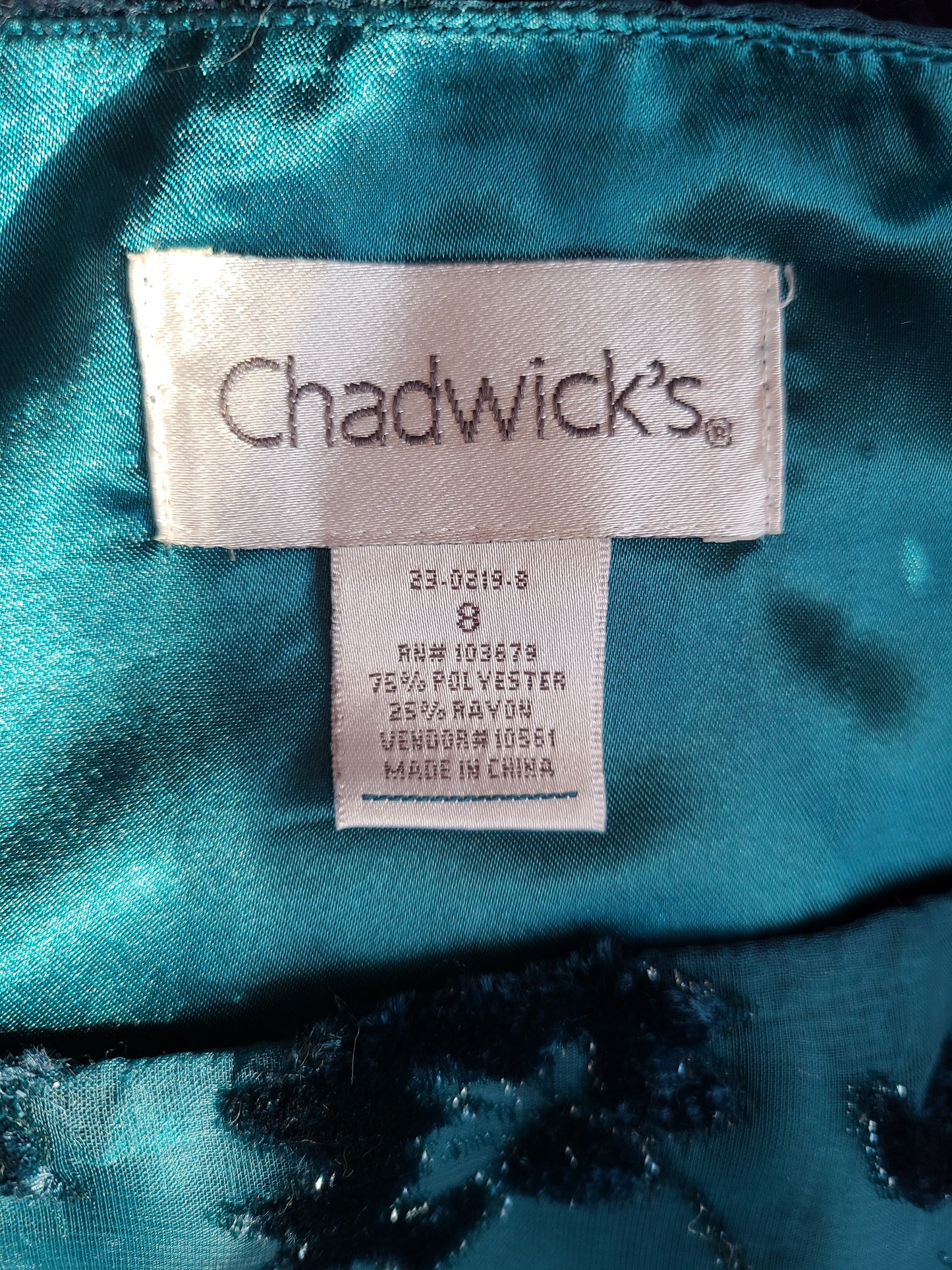 Vintage Chadwick's of Boston | Teal With Embellished Sheer Overlay Skirt | Size 8