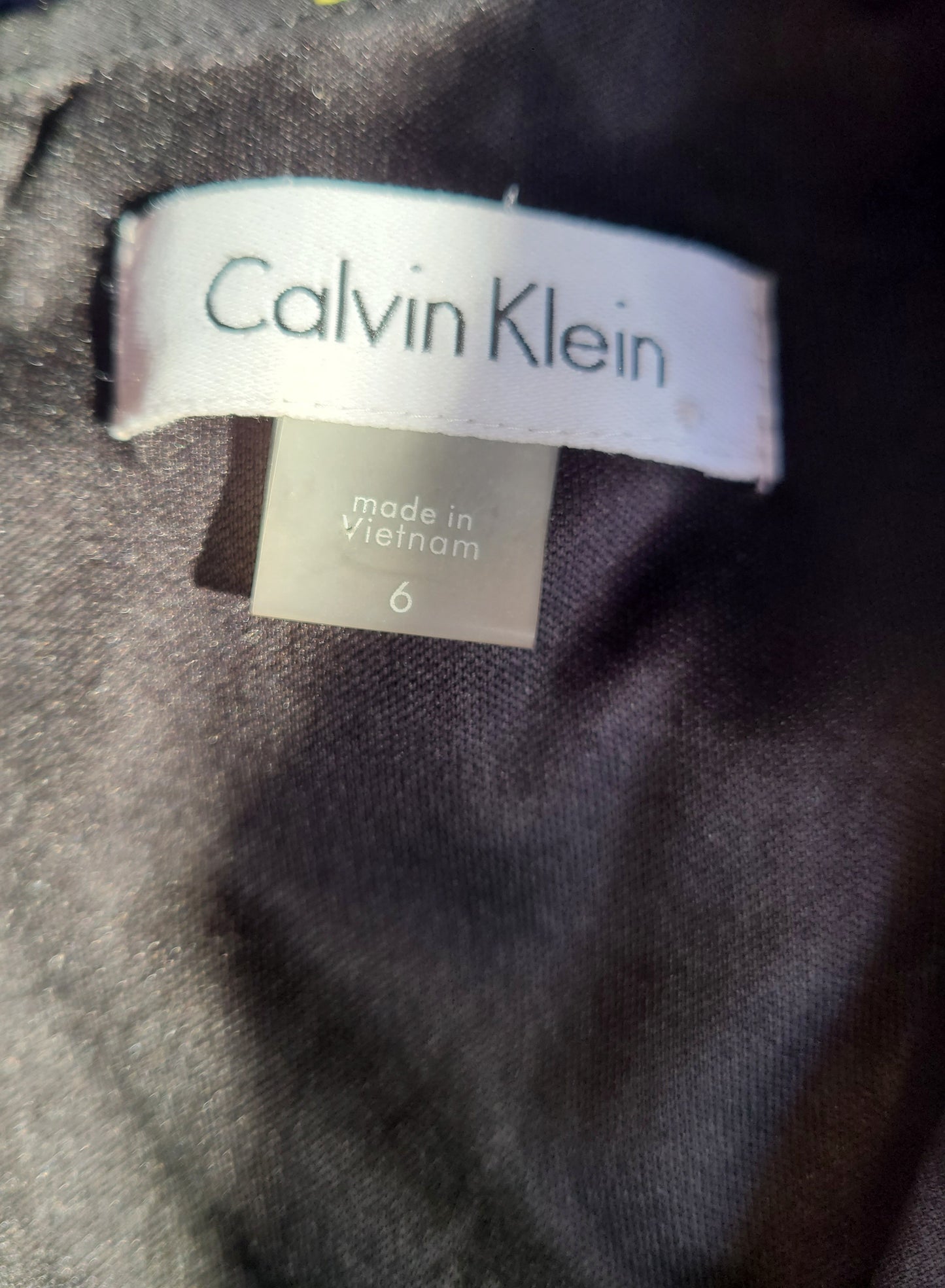 Calvin Klein Sleeveless Embroidered Floral Overlay Black Dress | Size 6