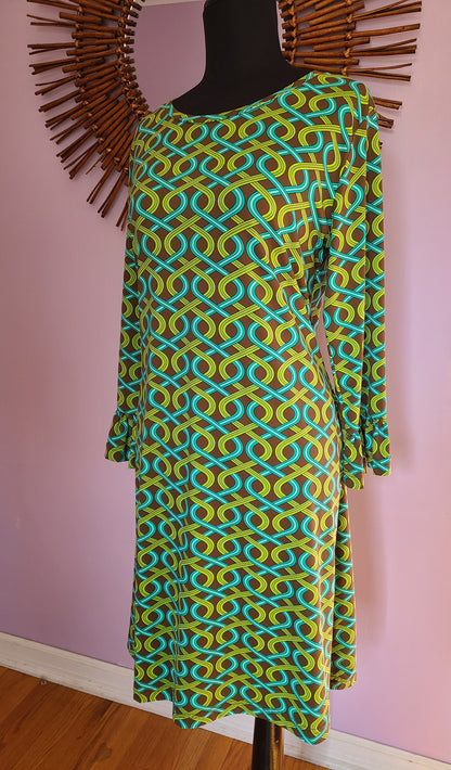 Vintage | Barbara Gerwit Mod Print Dress | Size Large
