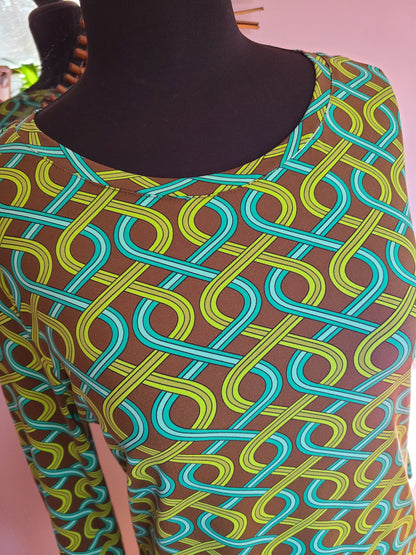 Vintage | Barbara Gerwit Mod Print Dress | Size Large
