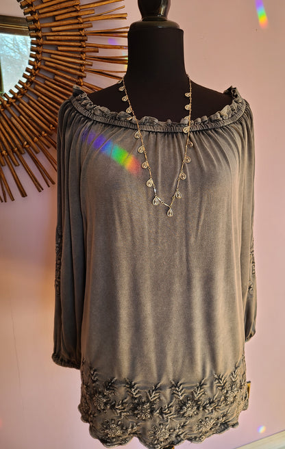 NWT | Solitaire Brand Bohemian Long Sleeve Off Shoulder Blouse | Size L