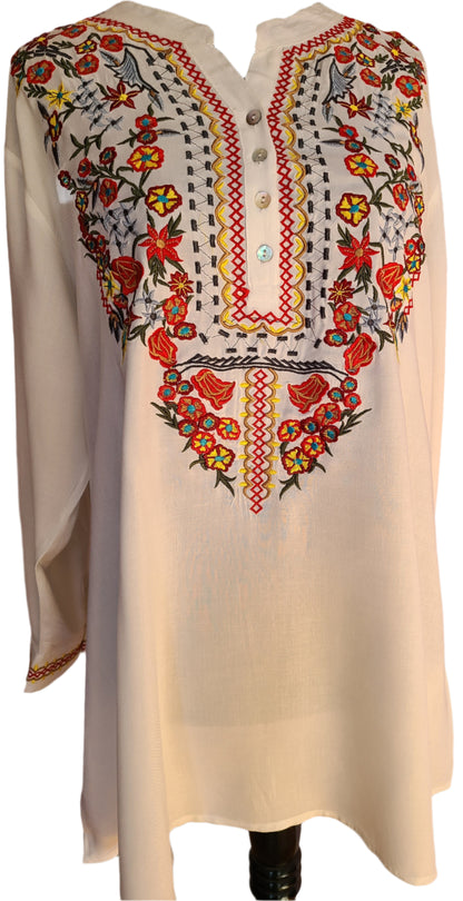 NWT 64 Sixty-Five Brand Embroidered Bohemian Tunic Style Top | Size XL