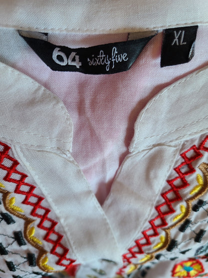 NWT 64 Sixty-Five Brand Embroidered Bohemian Tunic Style Top | Size XL