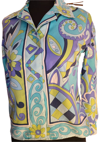 VINTAGE | Petite Sophisticate Long Sleeve Silk Blouse | Size 2