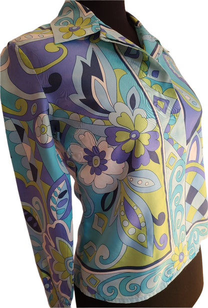 VINTAGE | Petite Sophisticate Long Sleeve Silk Blouse | Size 2