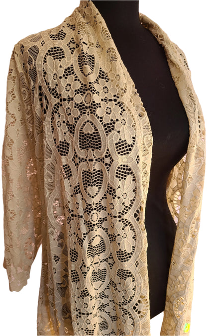Susan Garver Brand Ivory Lace Cardigan | Size M
