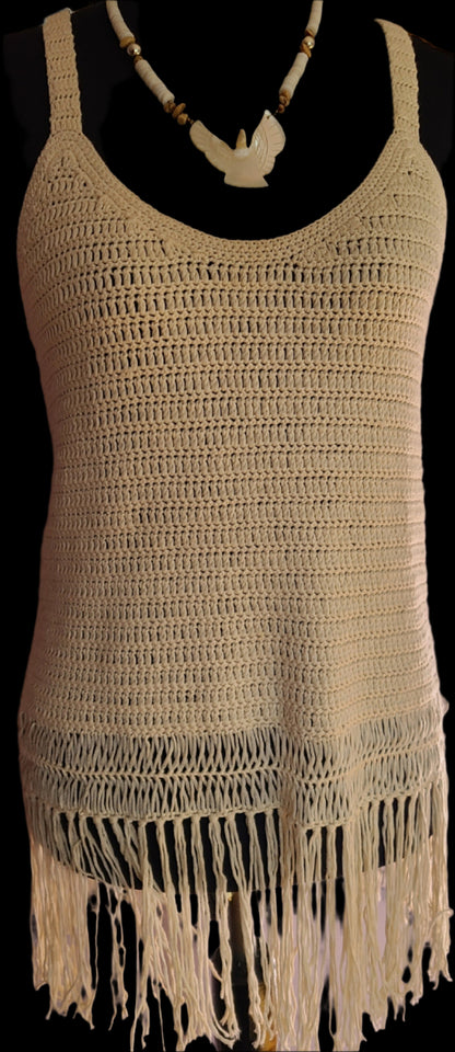 Cloud Chaser Brand Bohemian Macrame Tank | Size L