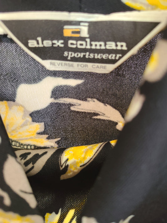 VINTAGE |  Alex Colman Sportswear  Daisy Explosion Turtleneck Top | Size M