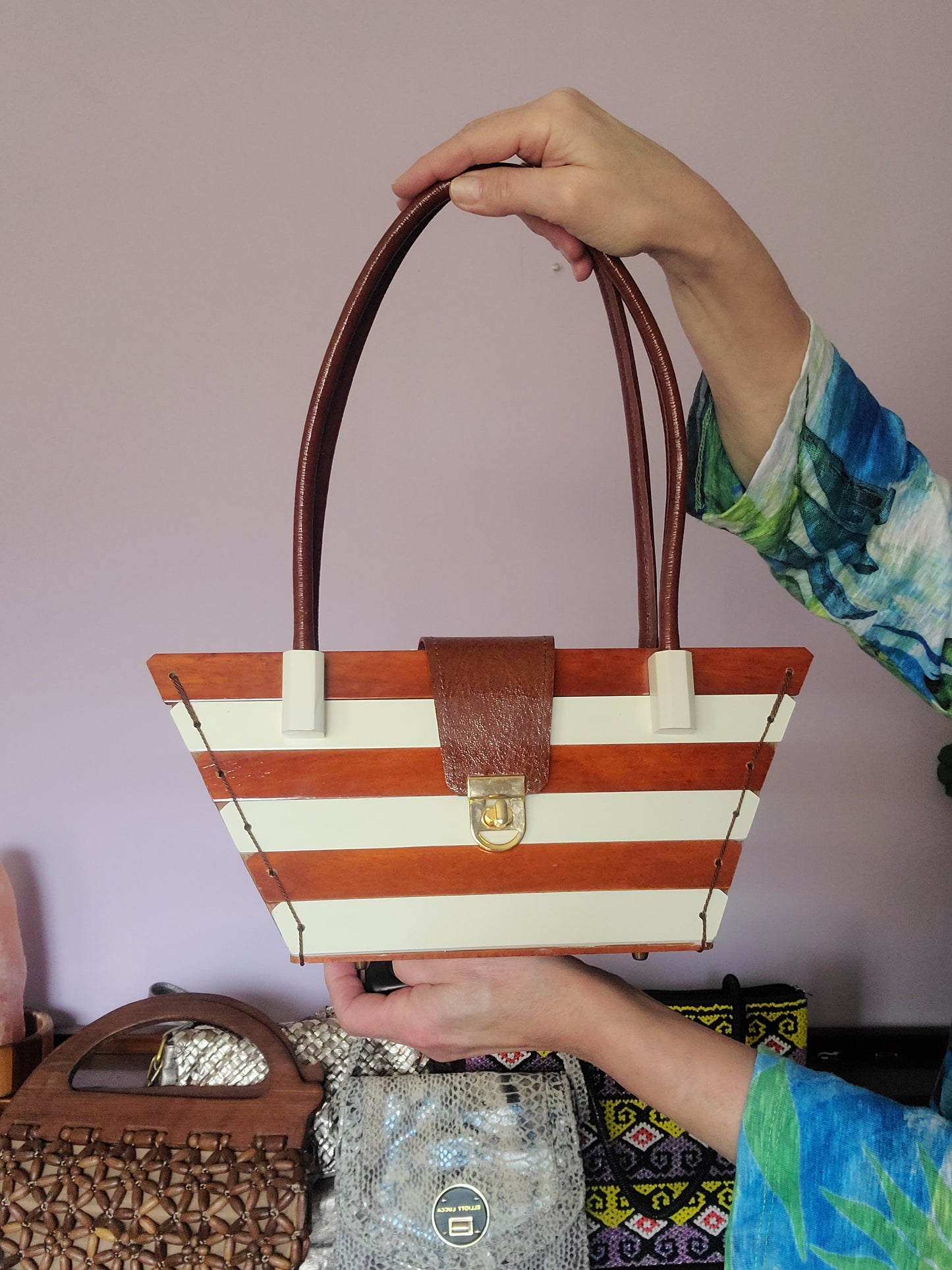 VINTAGE | Bolsos De Madera Drop Handle Handbag