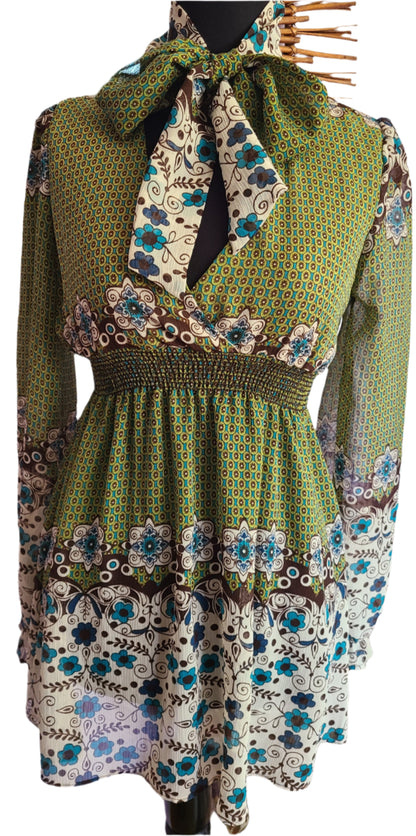 Y2K | MYSTIC Sheer Flounced Blouse | Size S