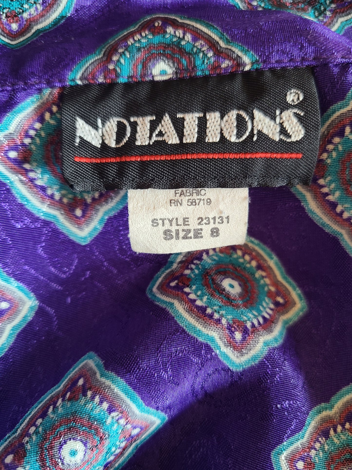 VINTAGE | NOTATIONS Polyester Long Sleeve Blouse | Size 8
