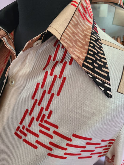 VINTAGE | Shirt Accent Brand 1970'S Disco Blouse | Size S