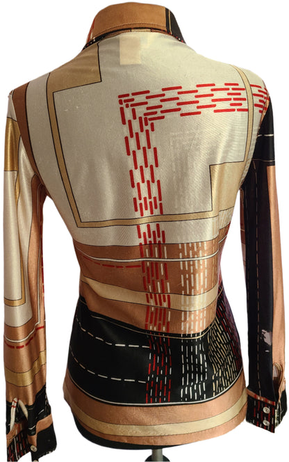 VINTAGE | Shirt Accent Brand 1970'S Disco Blouse | Size S