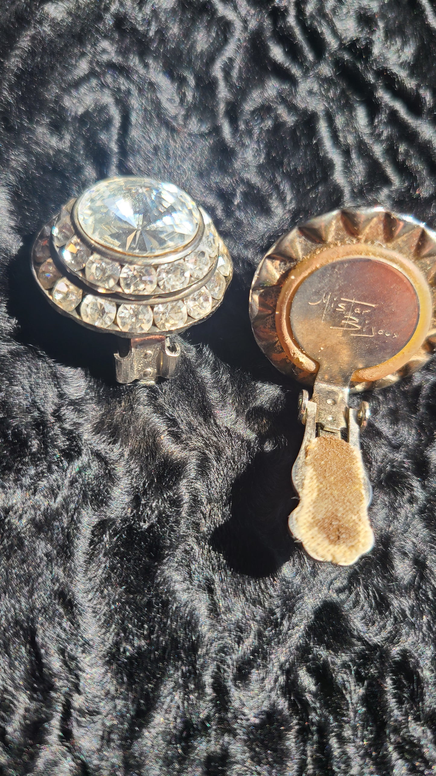 Vintage Mister Bijoux Brand Crystal Rhinestone Clip Earrings