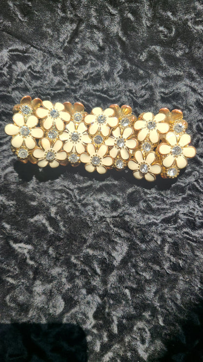 VINTAGE Enamel and Crystal Flower Stretch Bracelet