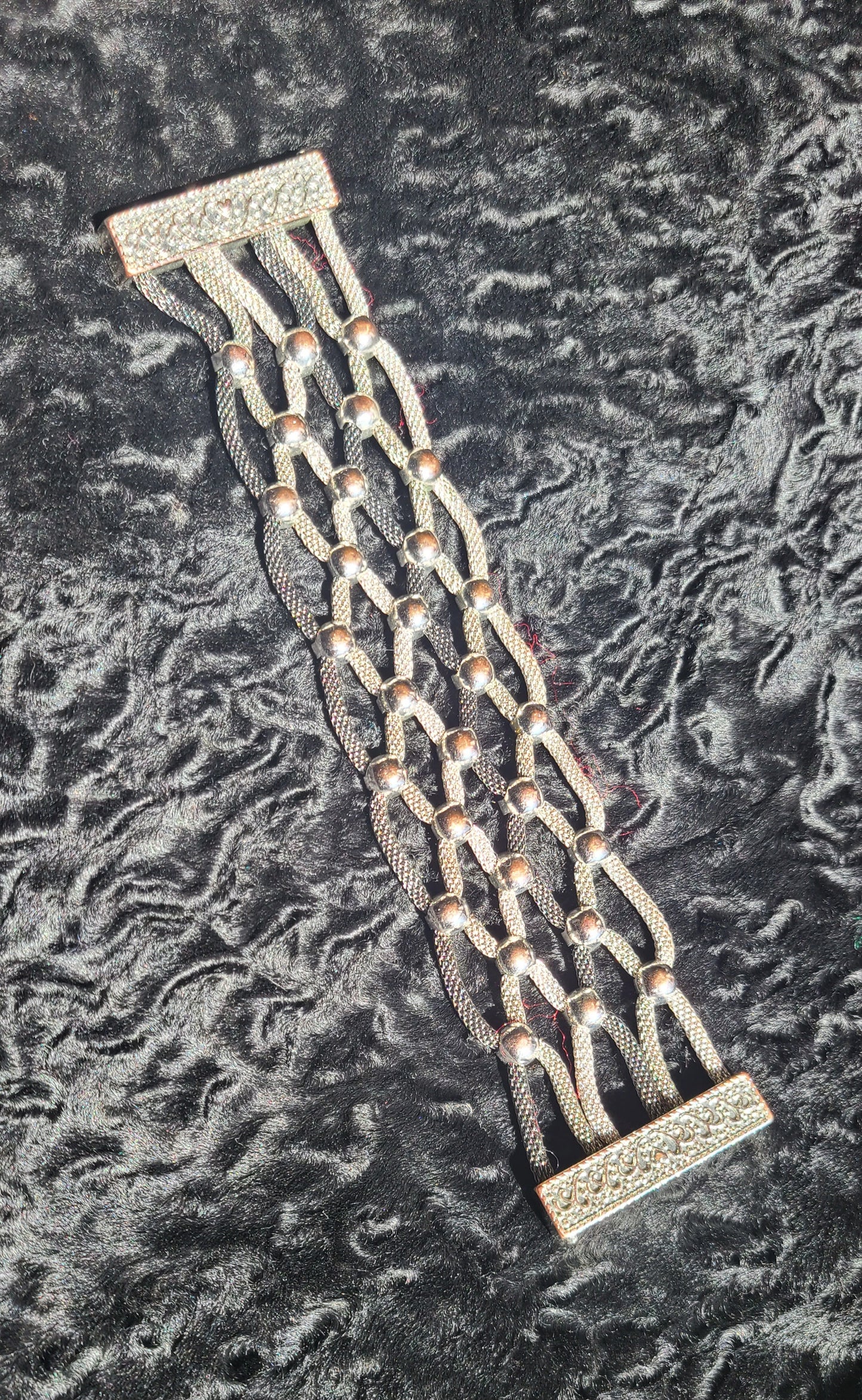 Mesh and Metal Bead Bracelet