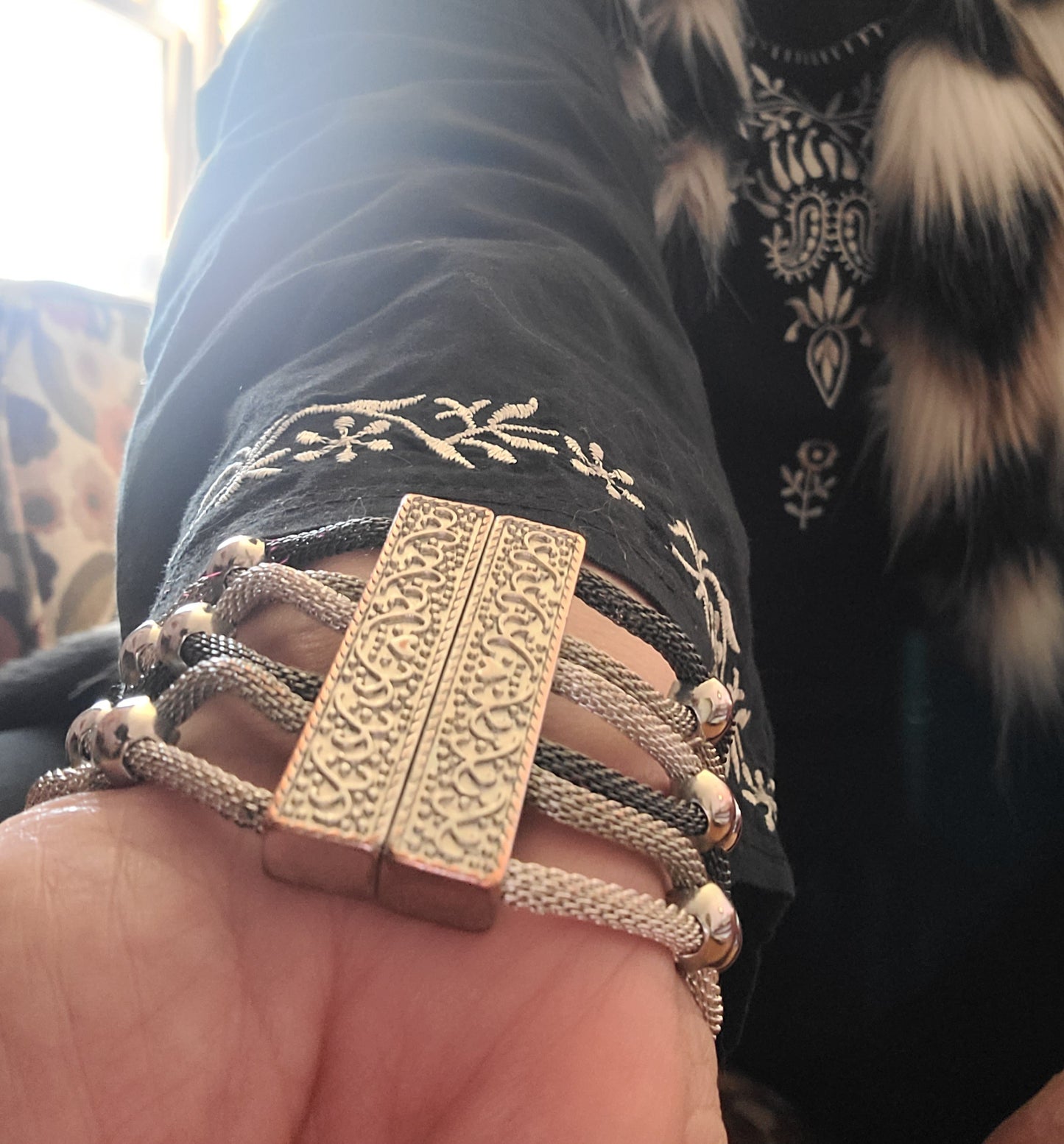 Mesh and Metal Bead Bracelet