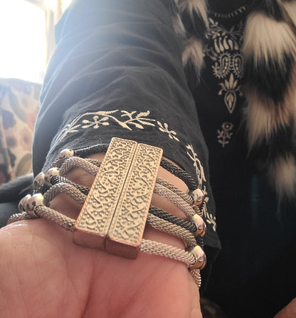 Mesh and Metal Bead Bracelet