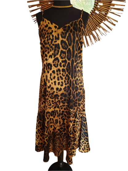 BooHoo Cheetah Print Slip Midi Dress | Size 8