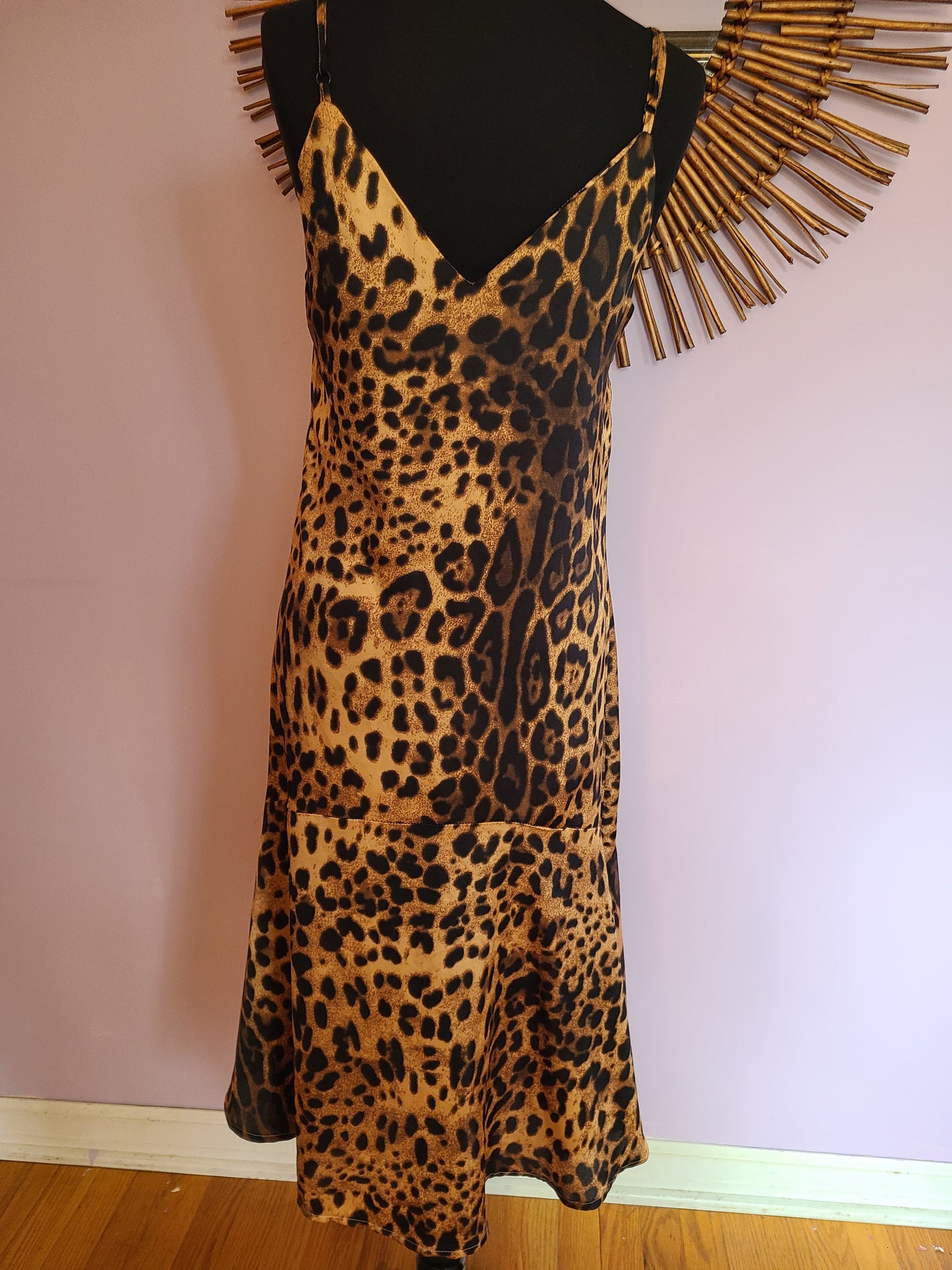 BooHoo Cheetah Print Slip Midi Dress | Size 8
