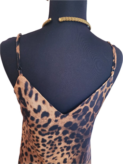 BooHoo Cheetah Print Slip Midi Dress | Size 8